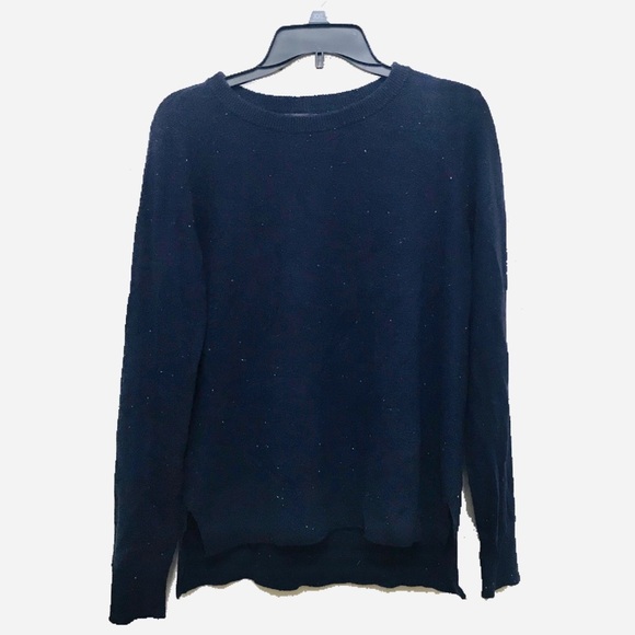 Halogen Navy Blue White Flecked Cashmere Sweater - Picture 1 of 5